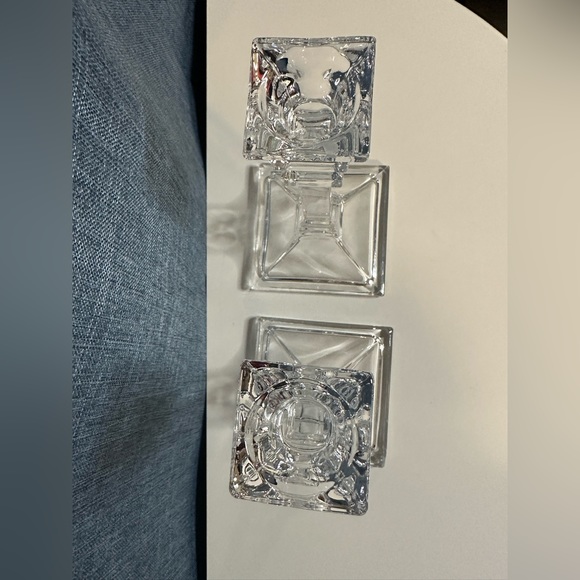 Contemporary Elegant Clear Glass Taper Candle Holders 8" Tall Set of 2 - Picture 5 of 5